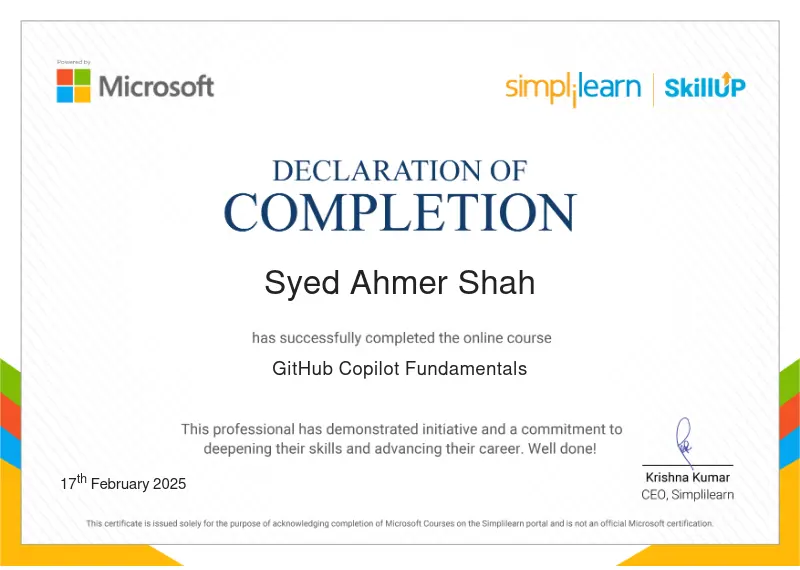 Certified in GitHub Copilot Fundamentals Certificate